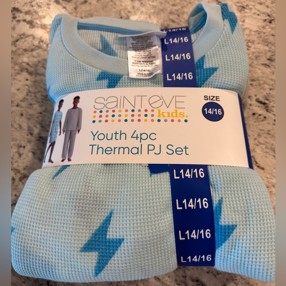 NWT. Saint Eve Youth 4 Piece Thermal PJ Set. Size Large 14/16